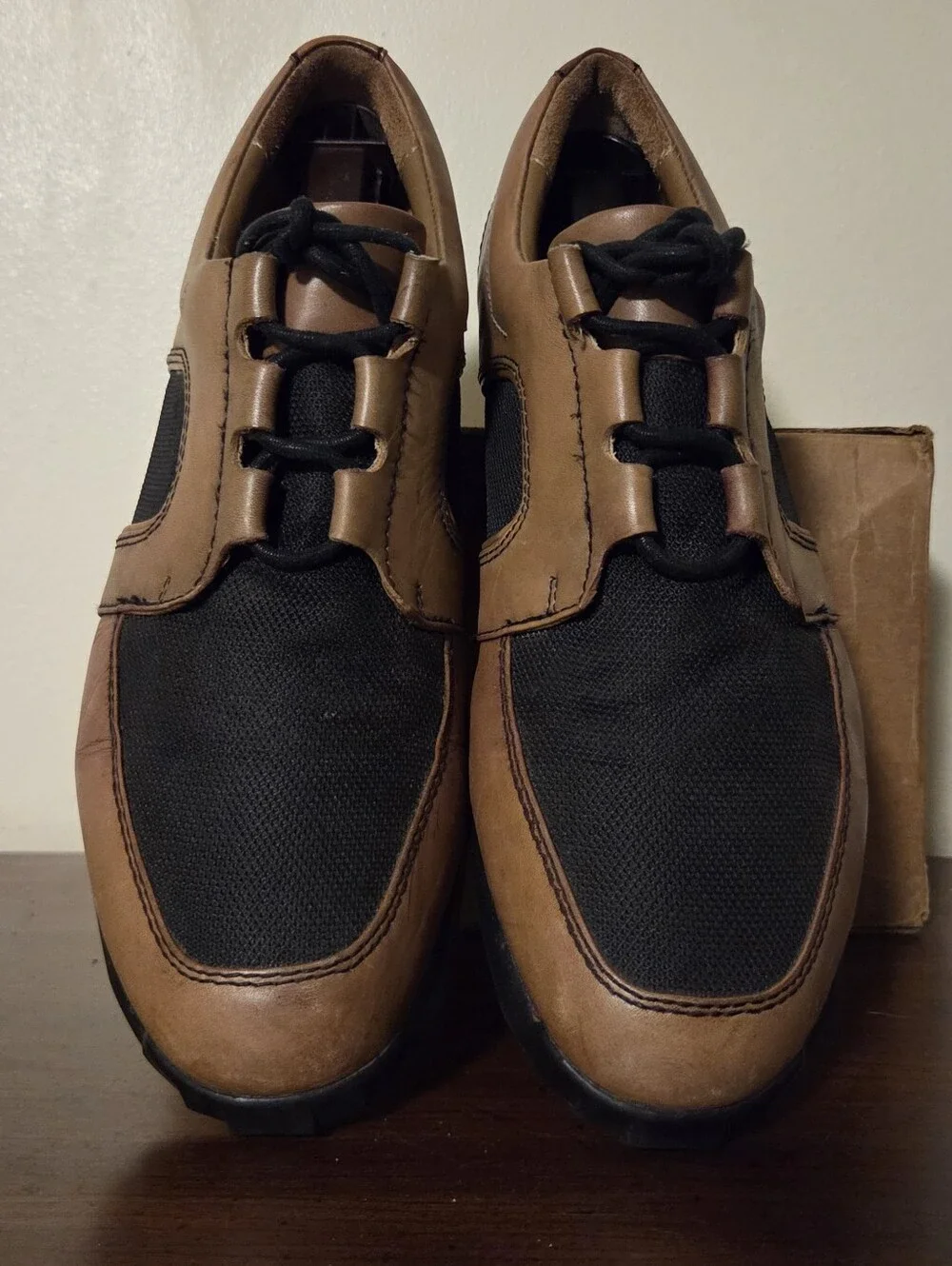 John Fluevog Radio Series Leather & Mesh Oxfords Brown/Black Mens Sz 9 Pre Owned